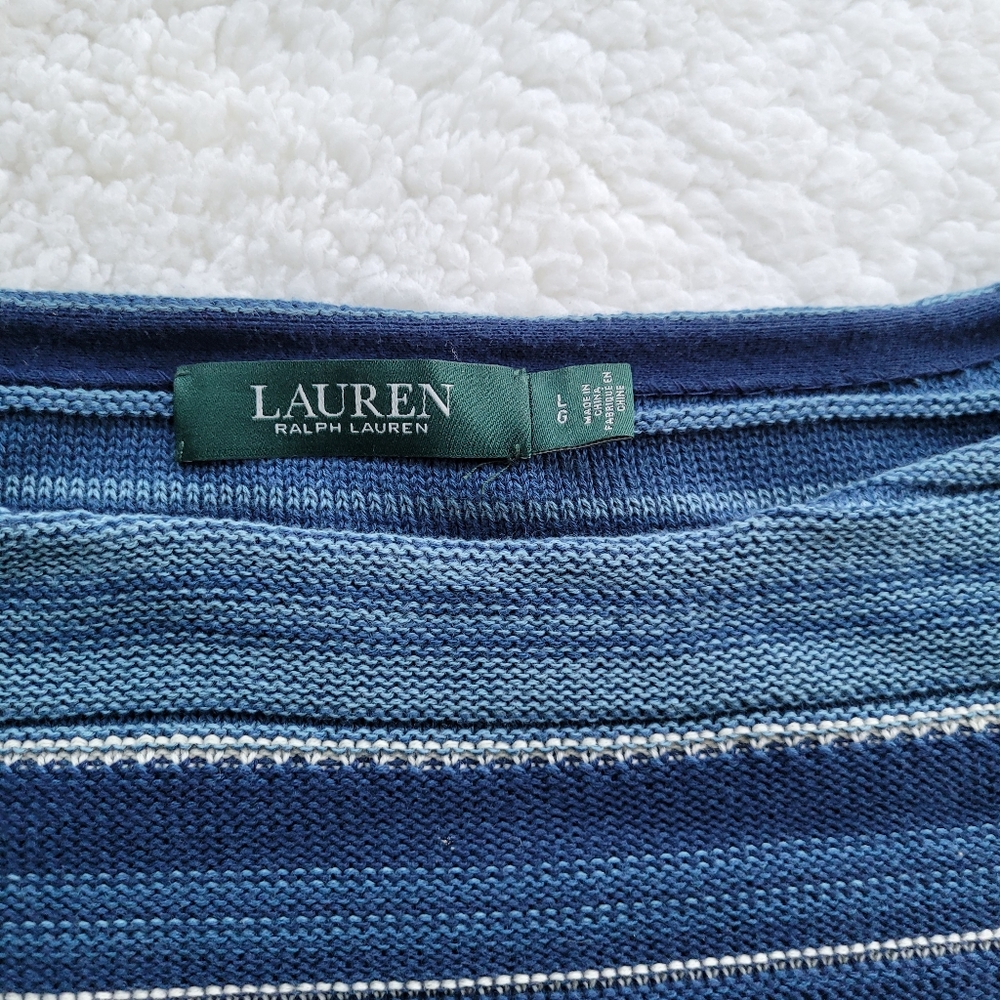 Fringed Lauren Cotton Sweater Sz Large - Picture 5 of 12